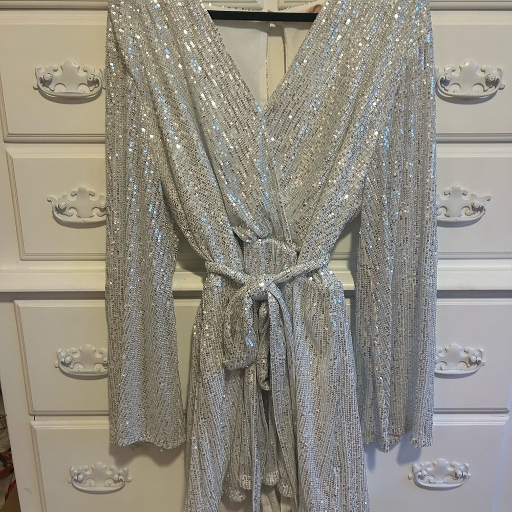 SILVER SEQUIN ROMPER : SHOWPO